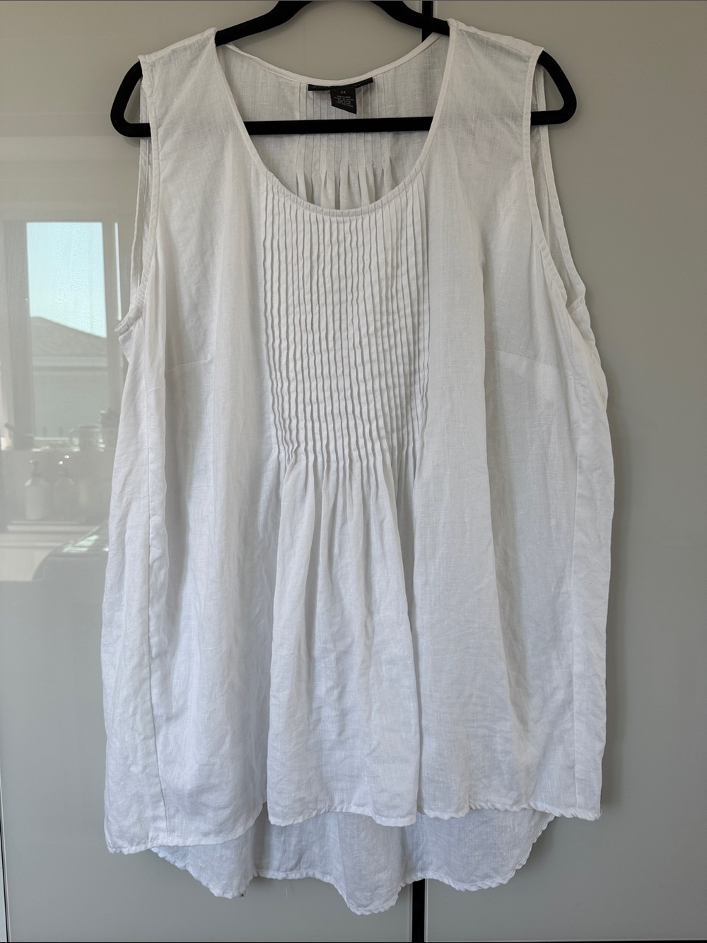 Grace Elements White Sleeveless Pintuck Front Tunic